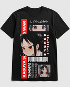 Camiseta Negra Kaguya Sama Love is War 100% Algodón Estampado DTF