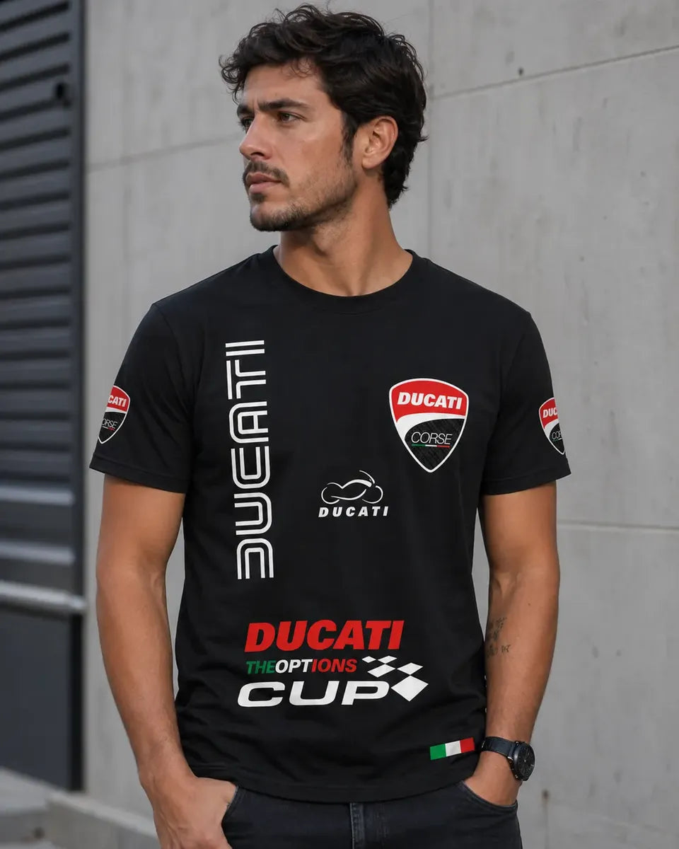 Camiseta Ducati Motera Negra Unisex Algodón