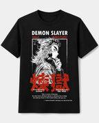 Camiseta Rengoku Demon Slayer Negra Algodón Normal