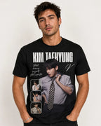 Camiseta Negra Kpop Idol Coreano Corte Normal