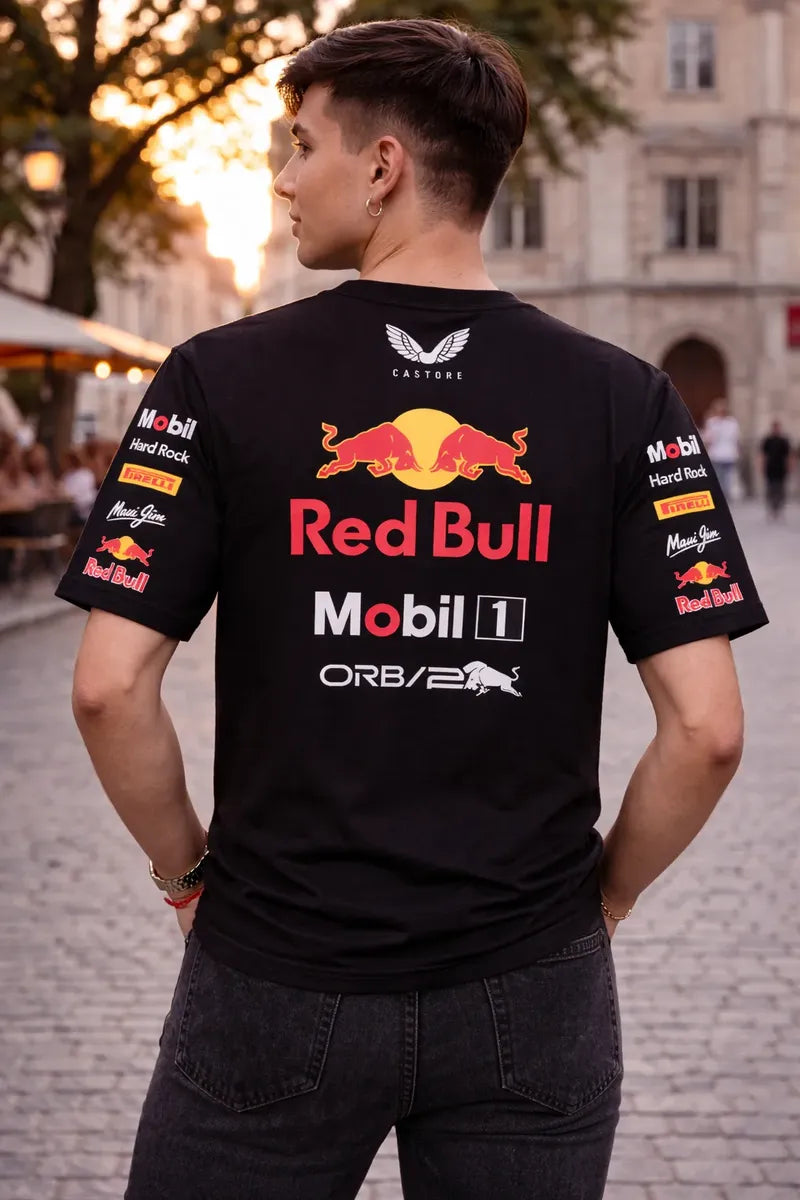 Camiseta Red Bull Racing Negra Unisex F1 Sponsors Oracle