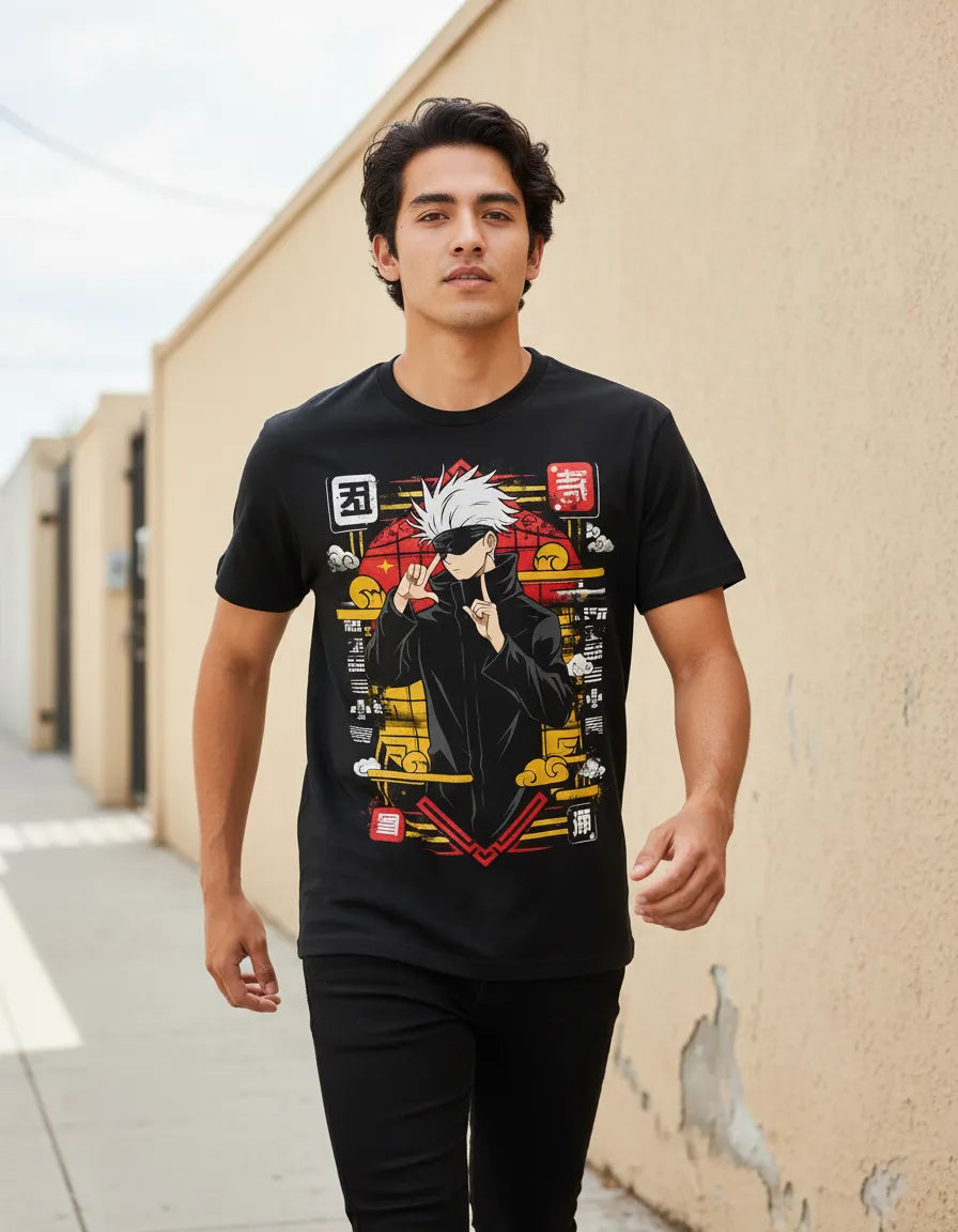 Camiseta Anime Gojo Satoru Jujutsu Kaisen Estilo Japones