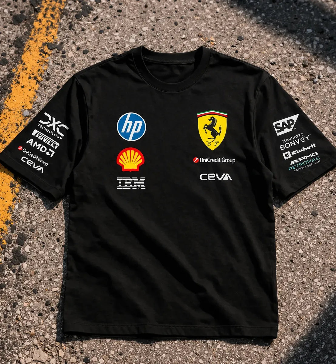 Camiseta Formula 1 Ferrari Mercedes Amg Petronas Negra Unise