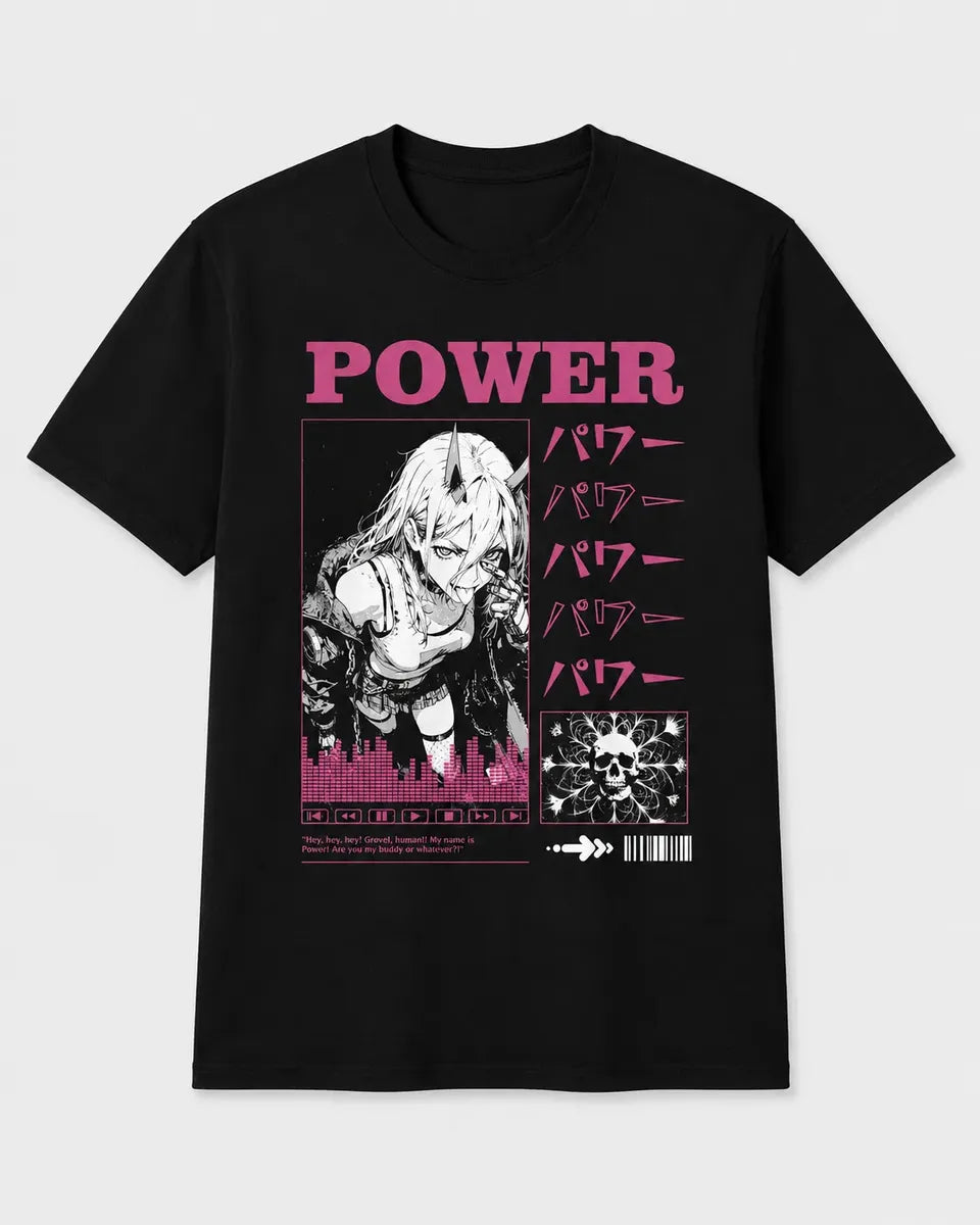 Camiseta Power Chainsaw Man Negra 100% Algodón Normal