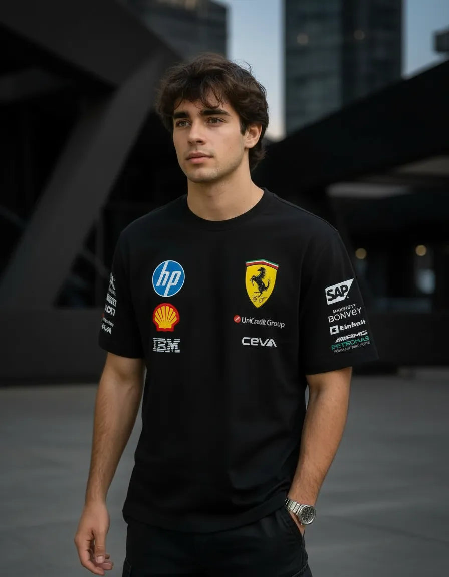 Camiseta Formula 1 Ferrari Mercedes Amg Petronas Negra Unise