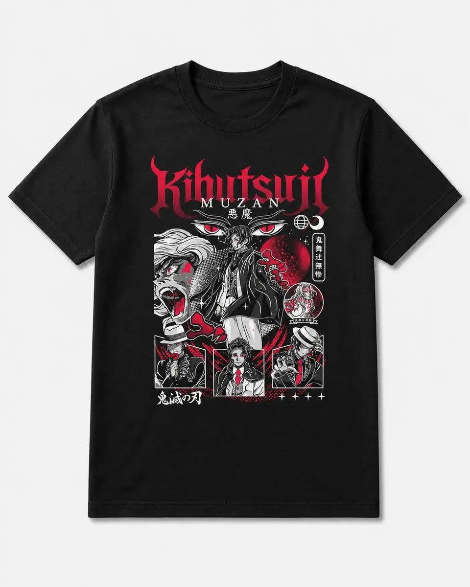 Camiseta Muzan Demon Slayer Negra 100% Algodón Unisex Ii