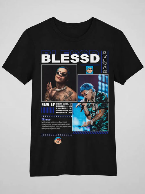 Camiseta Blessd Negra Estampada Ajuste Normal