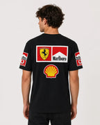 Camiseta Ferrari Schumacher Negra Unisex F1 Sponsors Retro