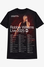 Camiseta Robbie Williams Live 2025 Tour Negra Unisex Algodón