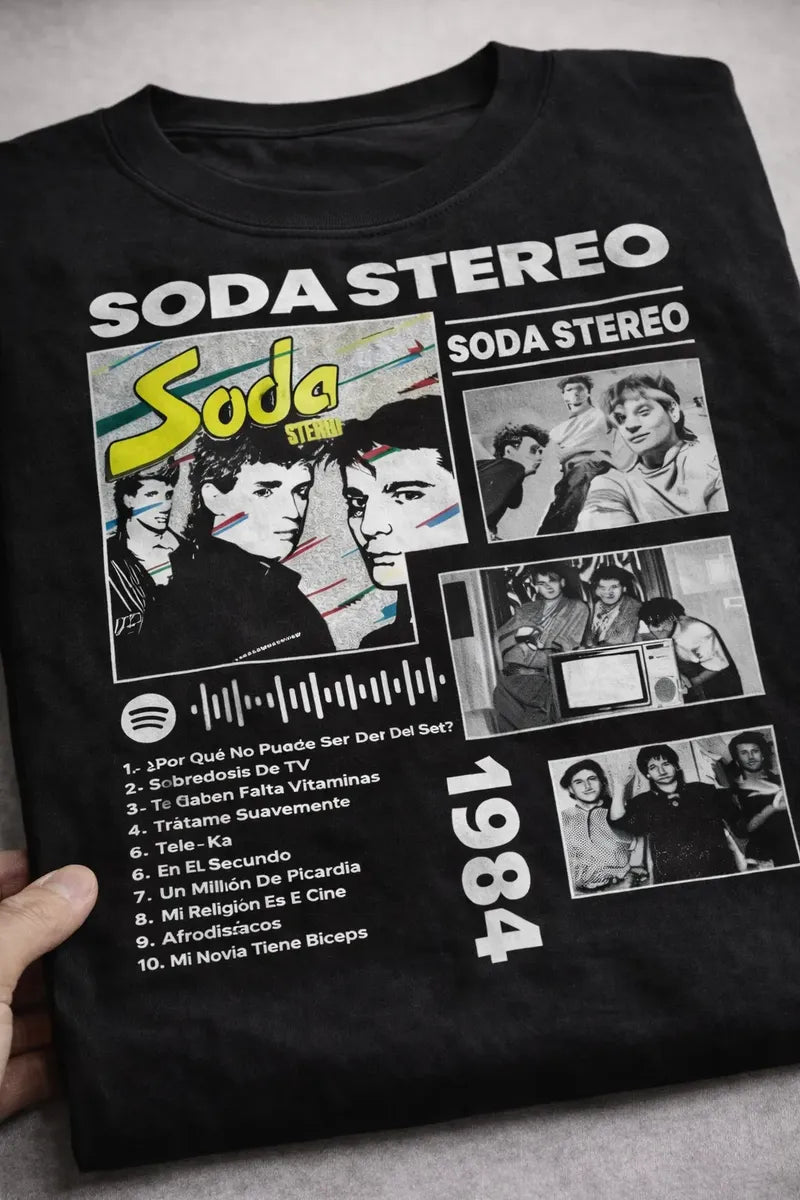 Camiseta Soda Stereo Negra Unisex Album 1984  Rock Español