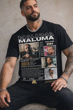 Camiseta Maluma Negra Estampada Ajuste Normal Hombre