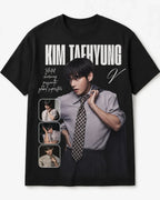Camiseta Negra Kpop Idol Coreano Corte Normal