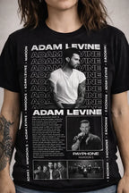 Camiseta Adam Levine Maroon 5 Negra Unisex Pop Rock Algodón