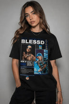 Camiseta Blessd Negra Estampada Ajuste Normal