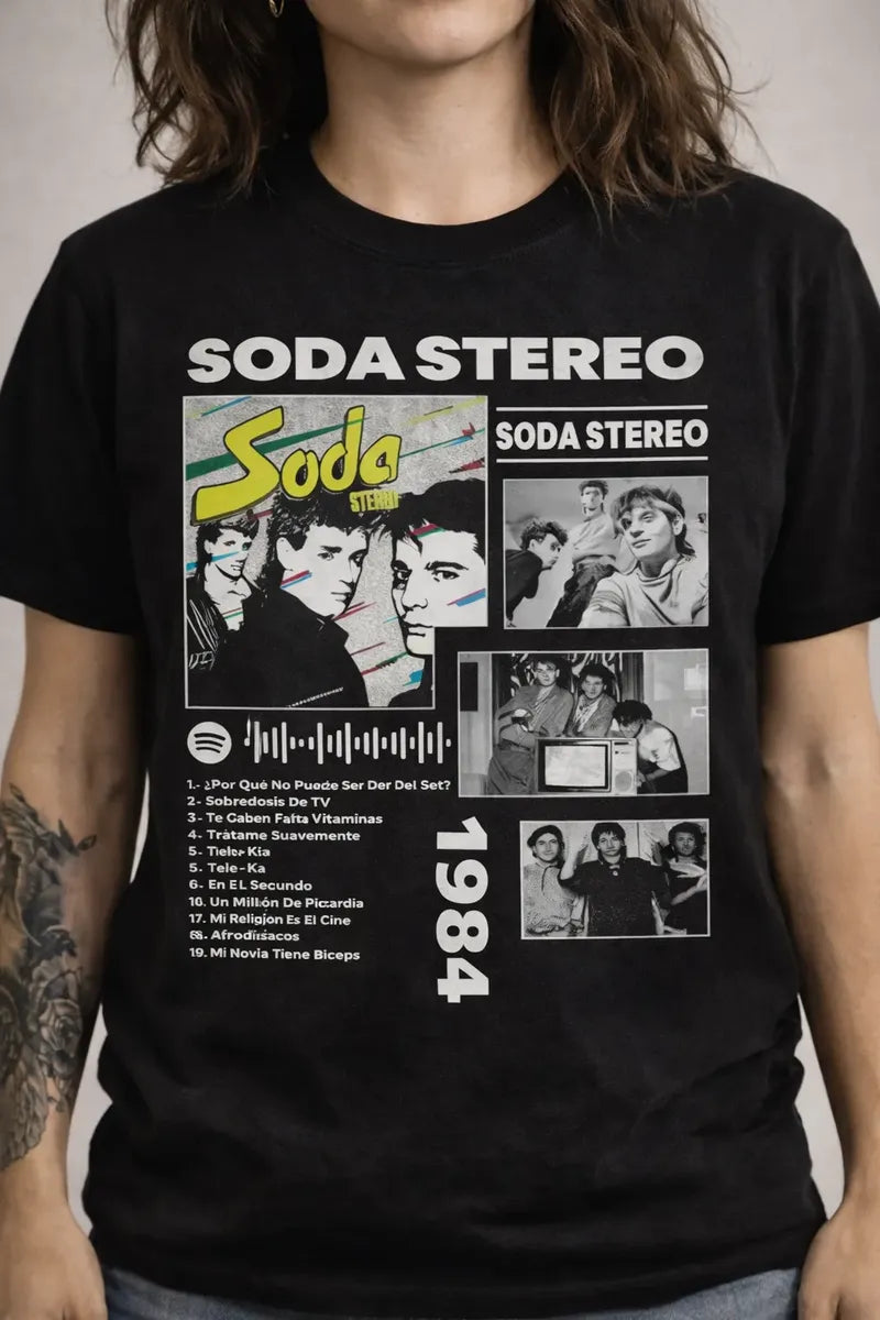 Camiseta Soda Stereo Negra Unisex Album 1984  Rock Español