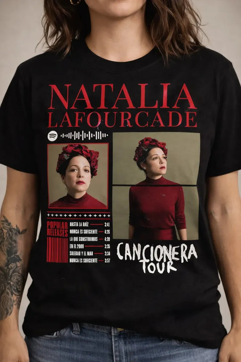 Camiseta Natalia Lafourcade Negra Unisex Tour Algodón