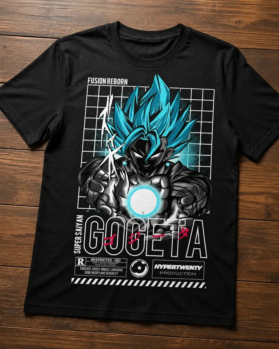 Camiseta Gogeta Super Saiyan Blue Negra Unisex Dragon Ball