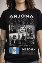 Camiseta Arjona Negra Unisex Collage Pop Latino Algodón