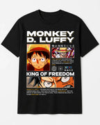 Camiseta Luffy One Piece Negra Unisex King Freedom Anime