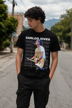 Camiseta Carlos Vives Negra Unisex Foto En Vivo Vallenatopop