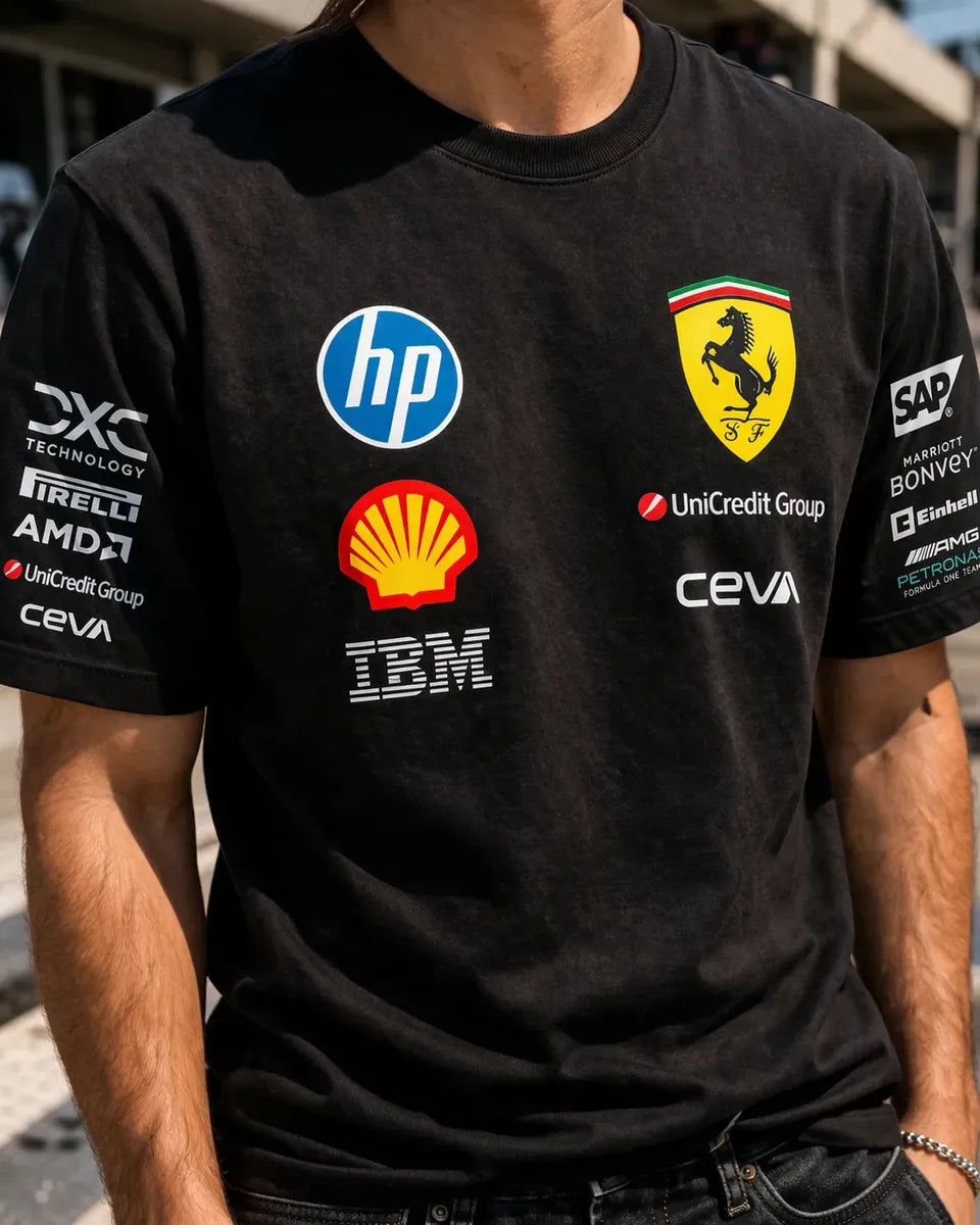 Camiseta Formula 1 Ferrari Mercedes Amg Petronas Negra Unise