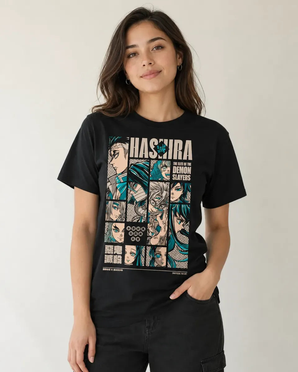 Camiseta Hashira Demon Slayer Negra 100% Algodón I