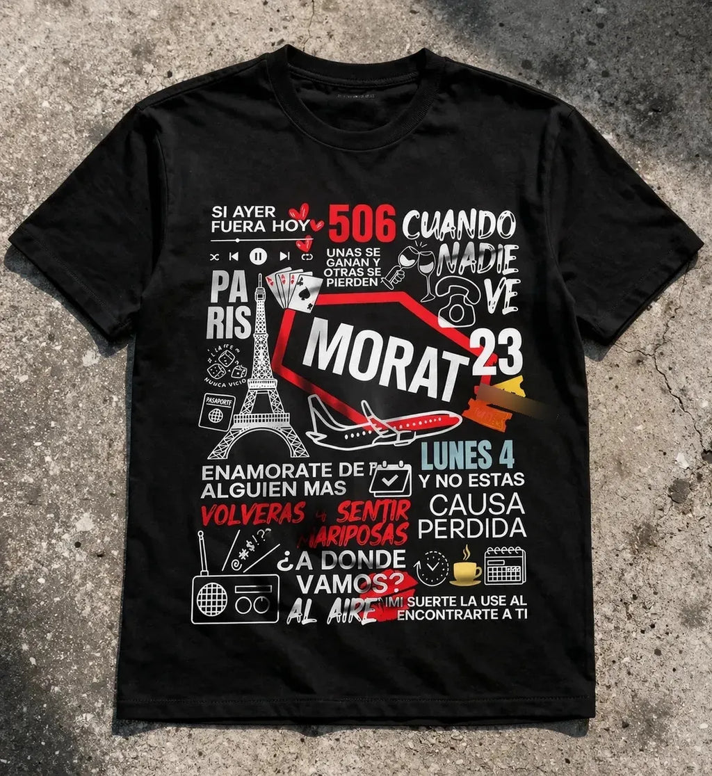 Camiseta Morat Negra Unisex Canciones Letras Pop Latino Algo