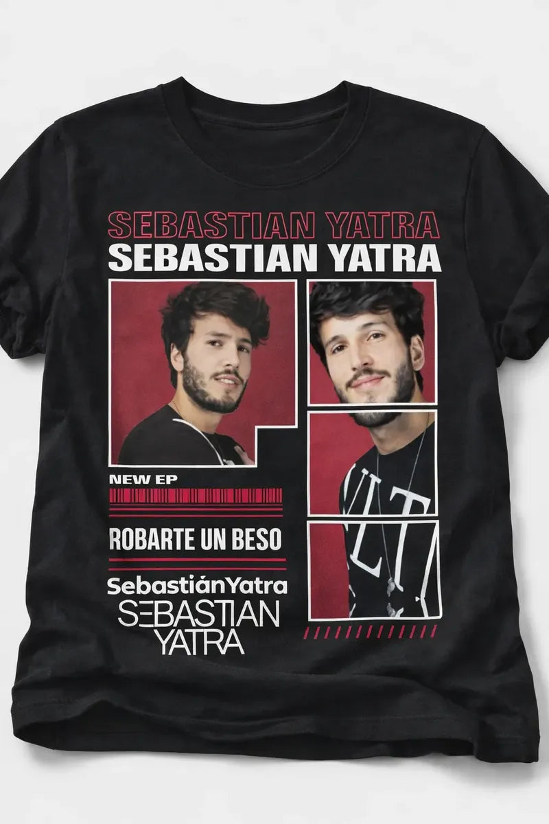Camiseta Sebastian Yatra Negra Ajuste Normal Unisex