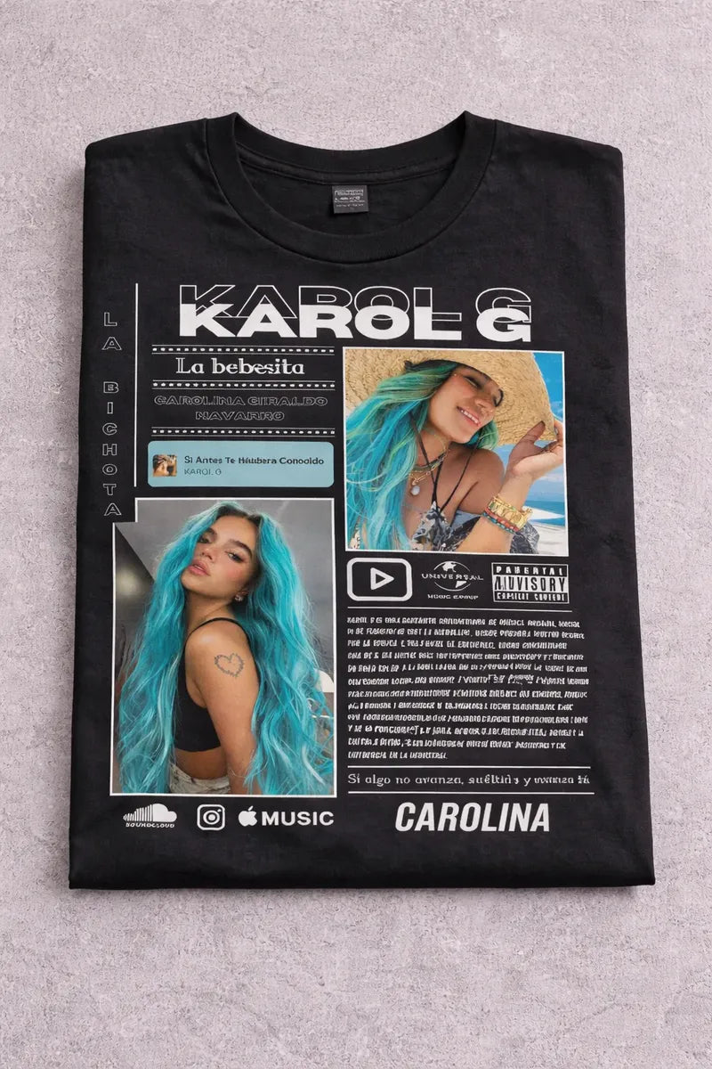 Camiseta Karol G Carolina Negra Ajuste Normal Unisex Ii