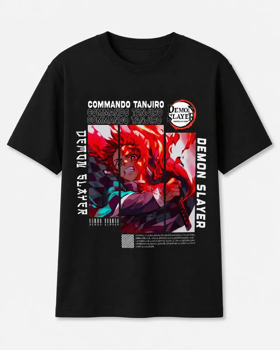 Camiseta Tanjiro Demon Slayer Negra 100% Algodón