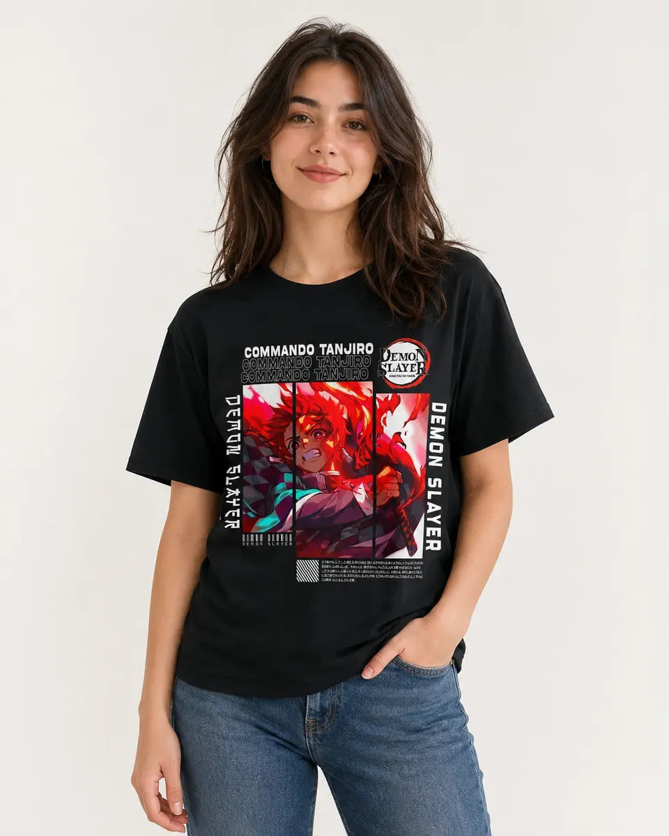 Camiseta Tanjiro Demon Slayer Negra 100% Algodón
