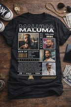 Camiseta Maluma Negra Estampada Ajuste Normal Hombre
