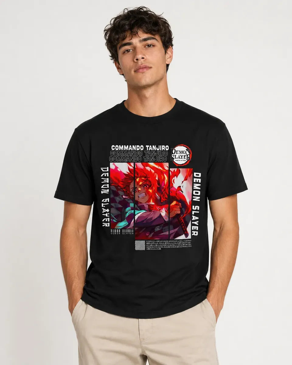 Camiseta Tanjiro Demon Slayer Negra 100% Algodón