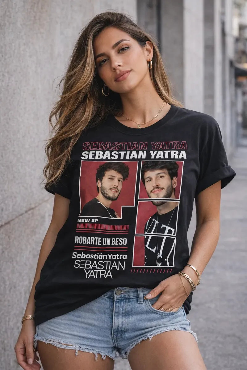Camiseta Sebastian Yatra Negra Ajuste Normal Unisex
