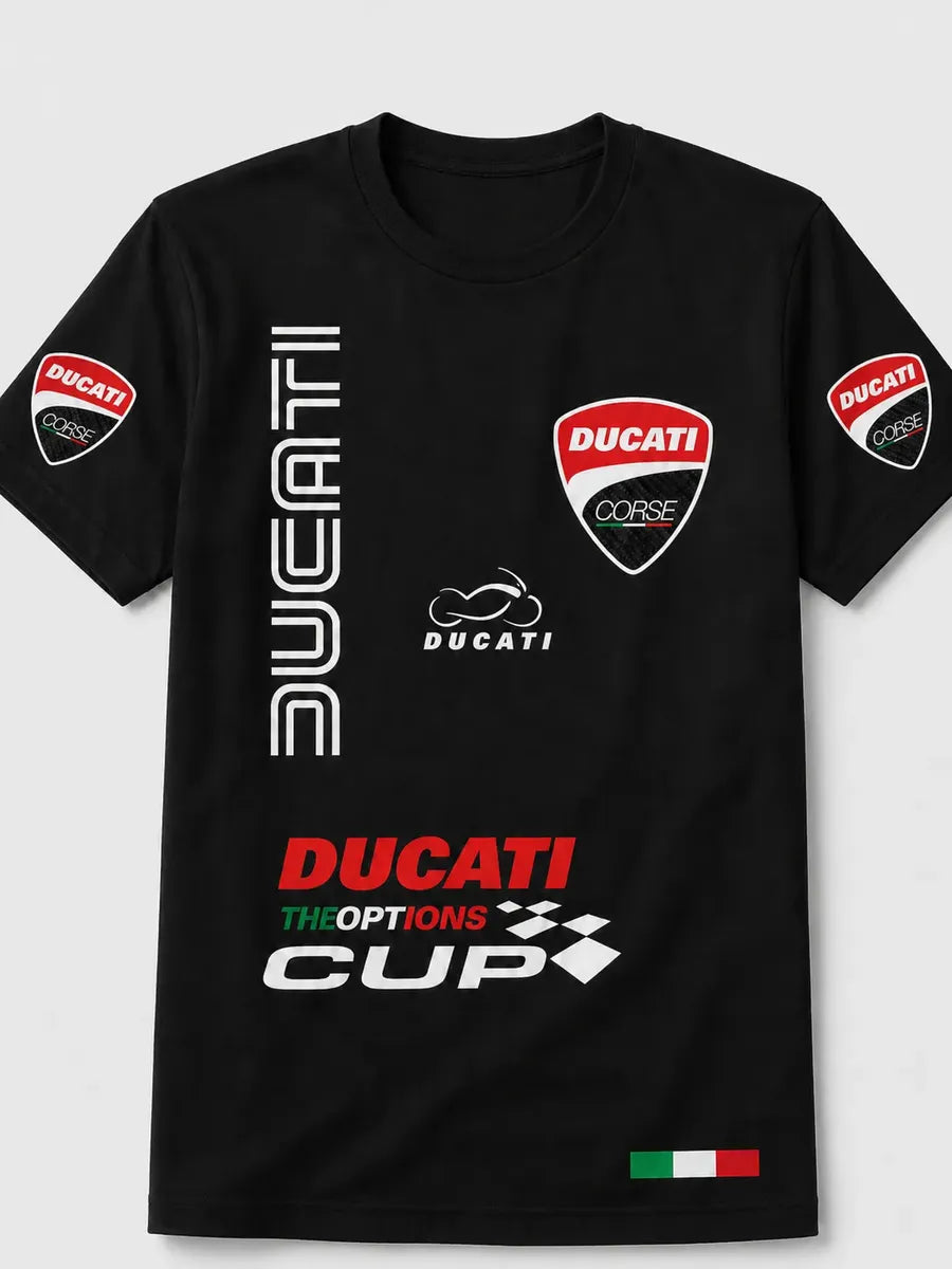 Camiseta Ducati Motera Negra Unisex Algodón