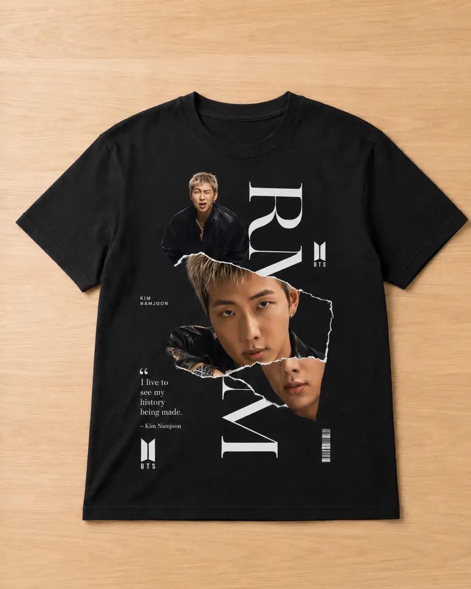 Camiseta Kpop Mujer Negra Estampado Corte Normal