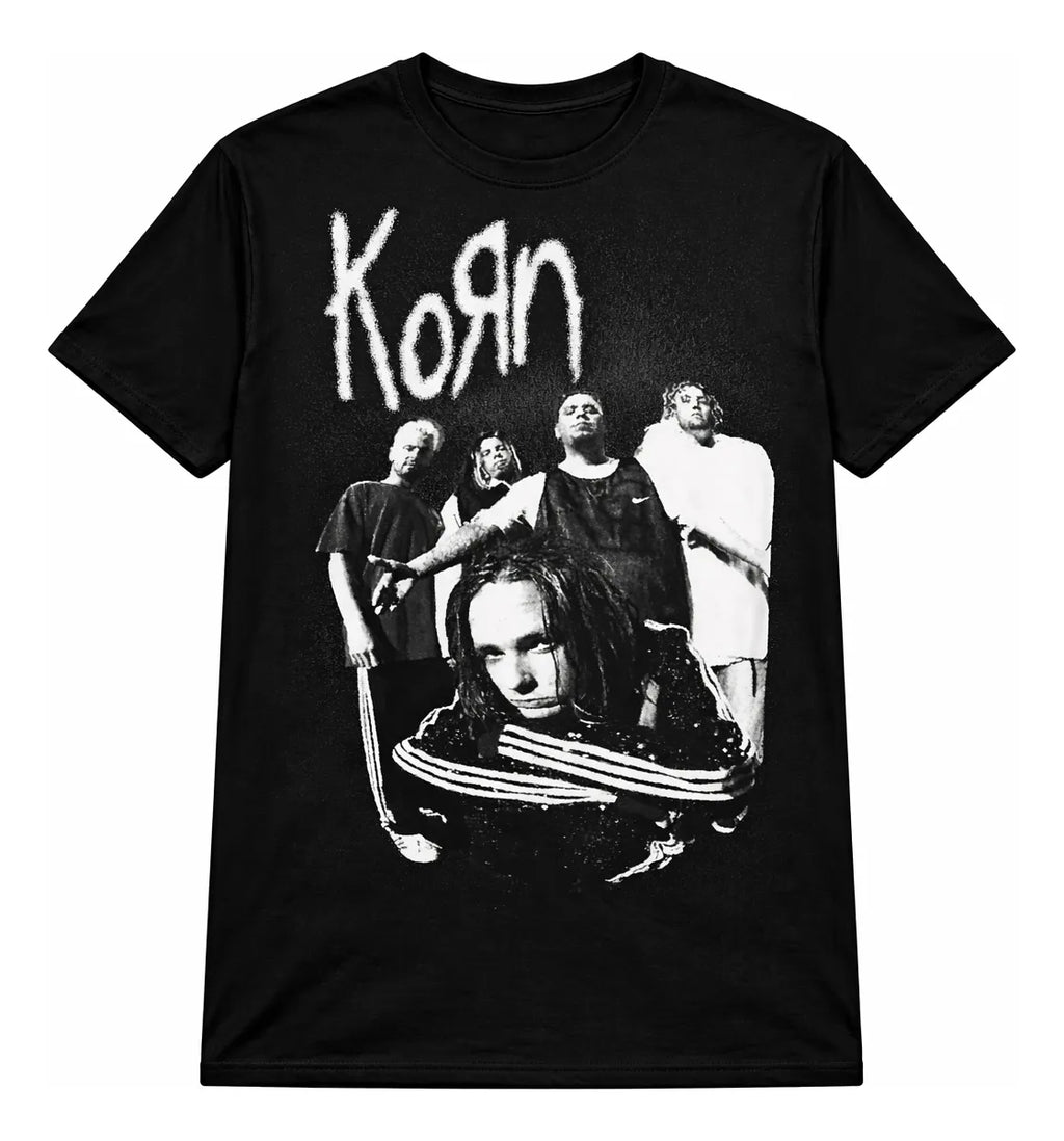 Camiseta Korn Negra Unisex Banda Nu Metal Rock Alternativo F