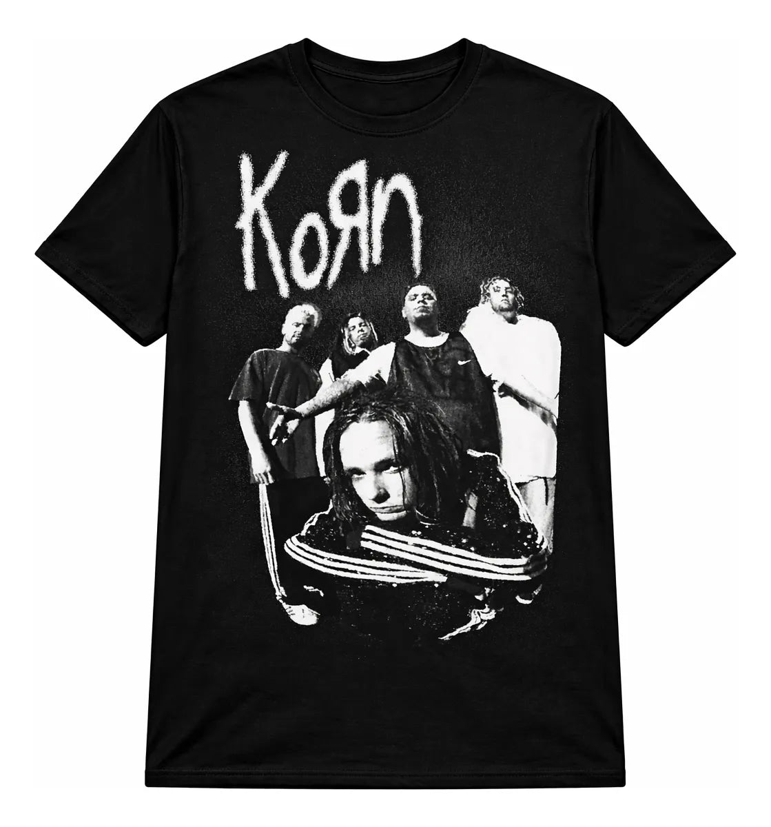 Camiseta Korn Negra Unisex Banda Nu Metal Rock Alternativo F