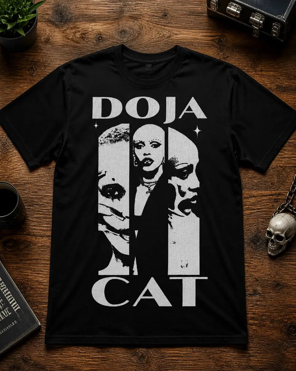 Camiseta Doja Cat Negra Unisex Collage Pop Urbano Fanática