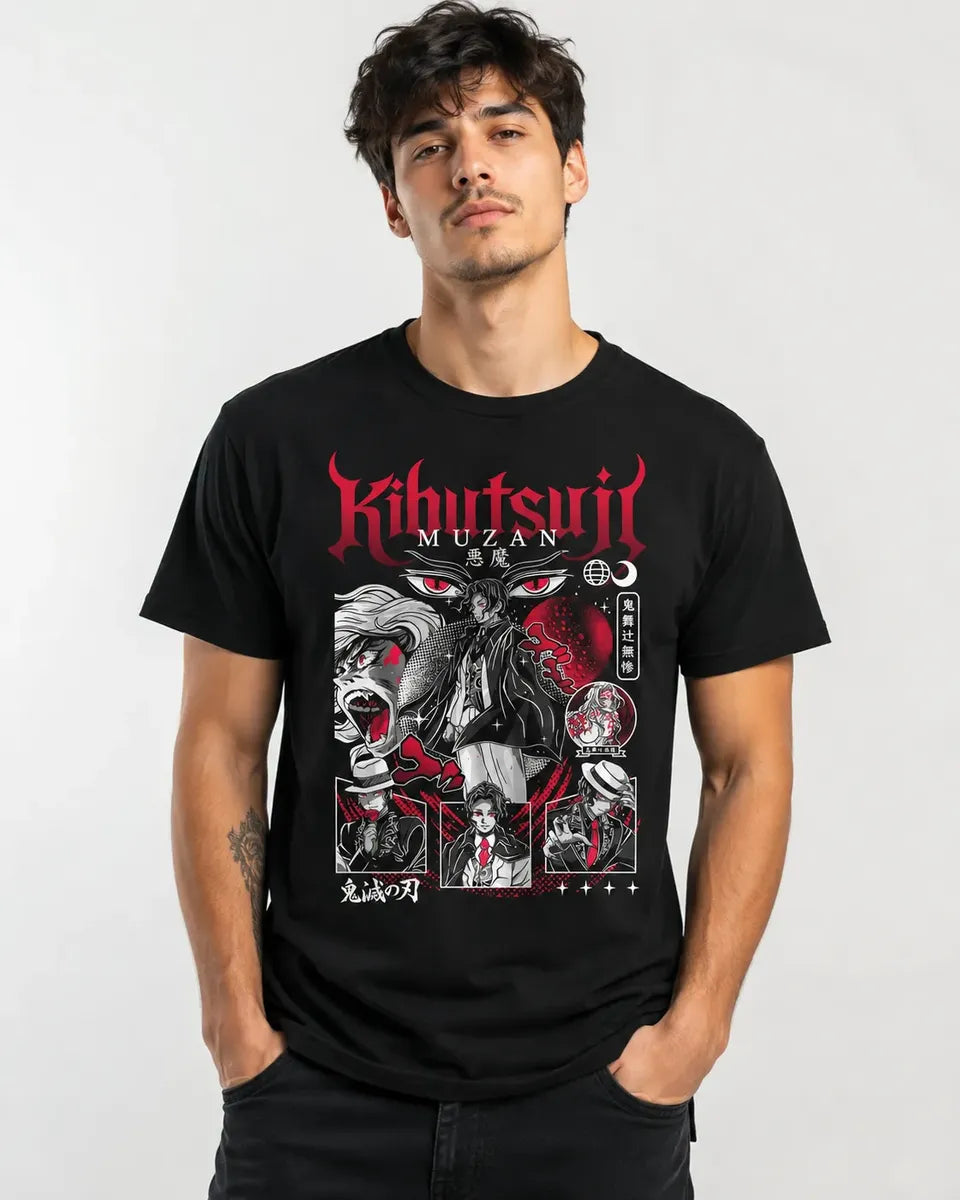 Camiseta Muzan Demon Slayer Negra 100% Algodón Unisex Ii