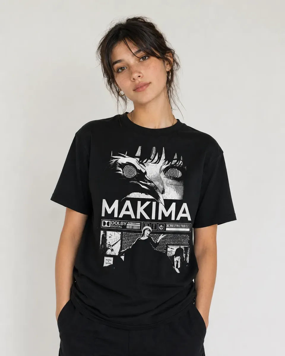 Camiseta Makima Chainsaw Man Negra 100% Algodón