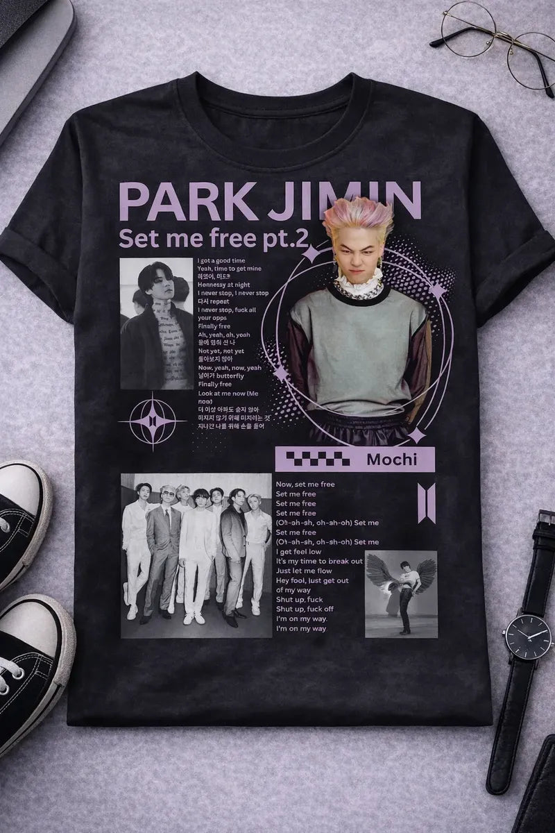 Camiseta Jimin Bts Negra Unisex Set Me Free Mochi Kpop Army