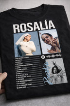 Camiseta Rosalia Negra Unisex Lux Tracklist Algodón Fanatico