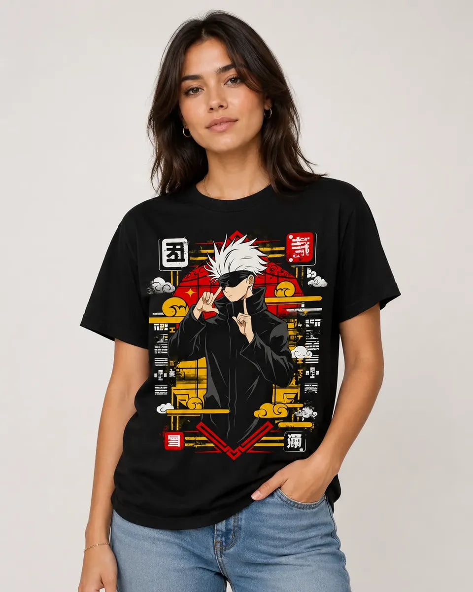 Camiseta Anime Gojo Satoru Jujutsu Kaisen Estilo Japones