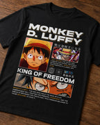 Camiseta Luffy One Piece Negra Unisex King Freedom Anime