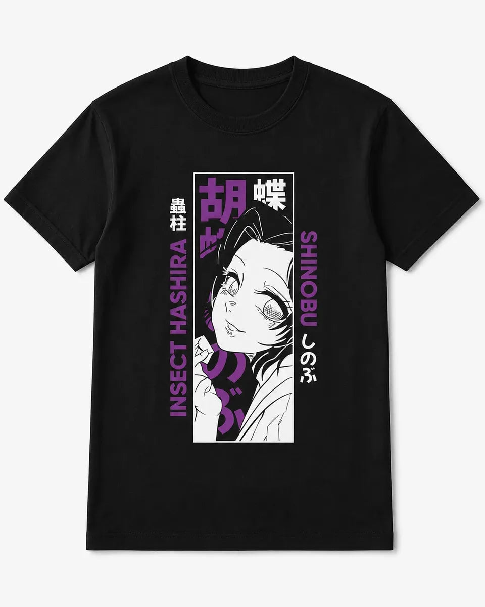 Camiseta Shinobu Negra Insect Hashira 100% Algodón