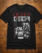Camiseta Queen Negra Unisex Rock Vintage Algodón