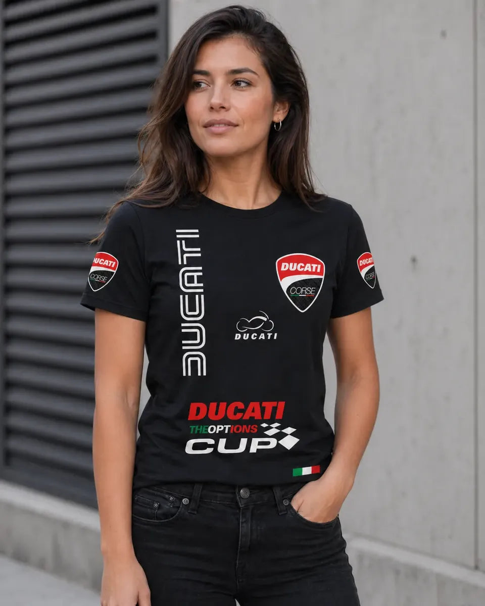 Camiseta Ducati Motera Negra Unisex Algodón