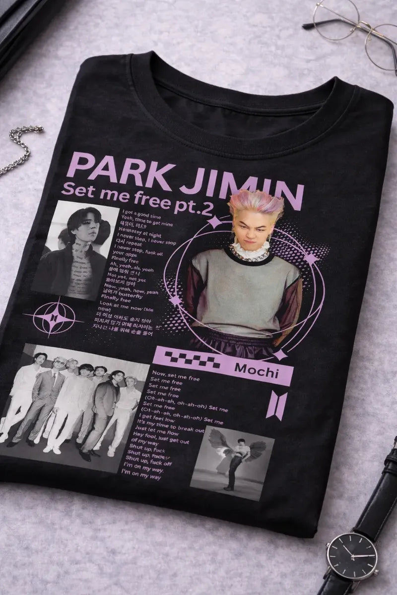 Camiseta Jimin Bts Negra Unisex Set Me Free Mochi Kpop Army