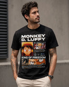 Camiseta Luffy One Piece Negra Unisex King Freedom Anime